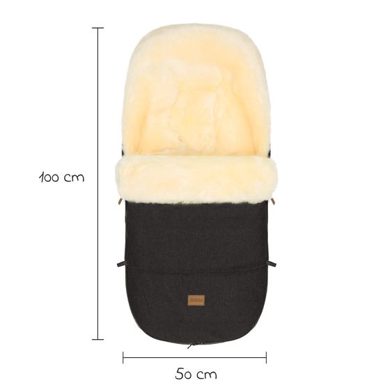 Fillikid Lammfell-Fußsack Makalu Style für Buggy, Sport- und Kinderwagen - Ebenholz