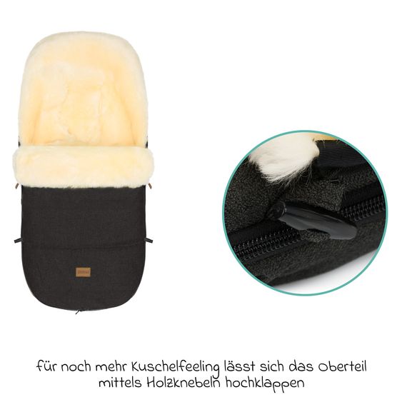 Fillikid Lammfell-Fußsack Makalu Style für Buggy, Sport- und Kinderwagen - Ebenholz