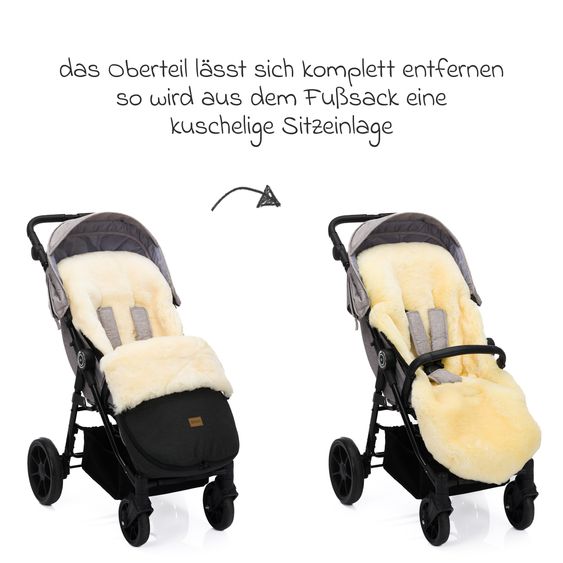 Fillikid Lammfell-Fußsack Makalu Style für Buggy, Sport- und Kinderwagen - Ebenholz