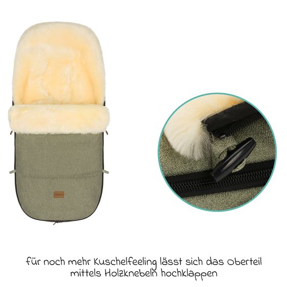 Fillikid Lammfell-Fußsack Makalu Style für Buggy, Sport- und Kinderwagen - Pistazie