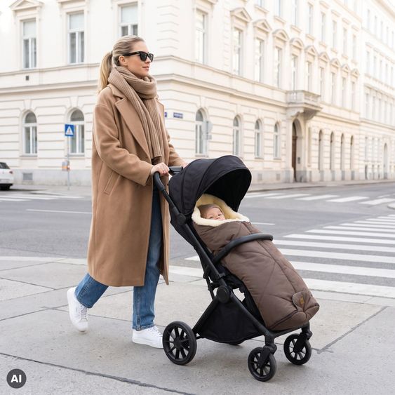 Fillikid Sacco a Pelo in Lana d'Agnello Rax per Passeggino Leggero, Sportivo e Passeggino - Braun