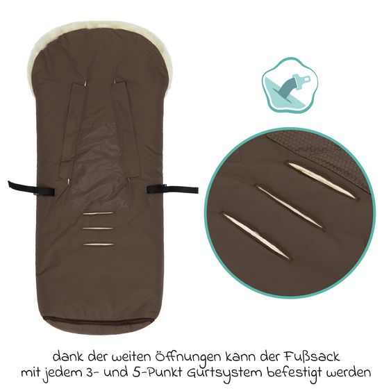 Fillikid Sacco a Pelo in Lana d'Agnello Rax per Passeggino Leggero, Sportivo e Passeggino - Braun