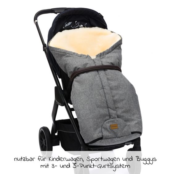 Fillikid Lammfell-Fußsack Tacama - Hellgrau Melange