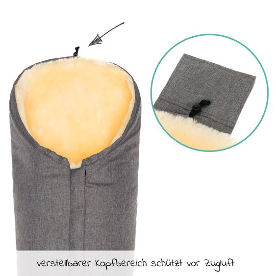 Fillikid Lammfell-Fußsack Tacama - Hellgrau Melange