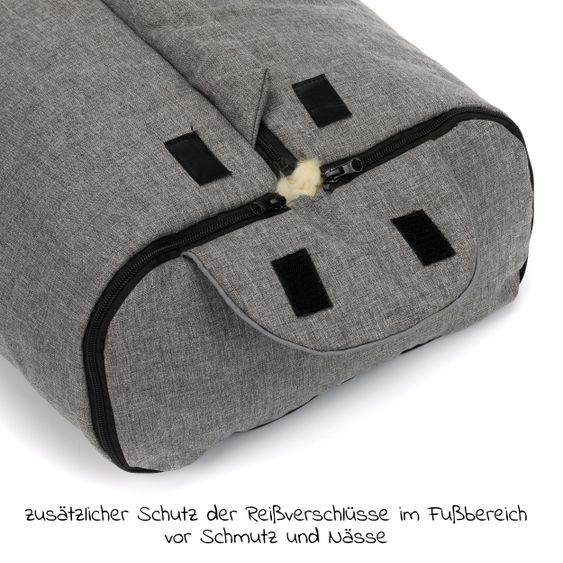 Fillikid Lammfell-Fußsack Tacama - Hellgrau Melange