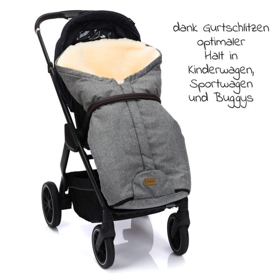 Fillikid Lammfell-Fußsack Tacama - Hellgrau Melange