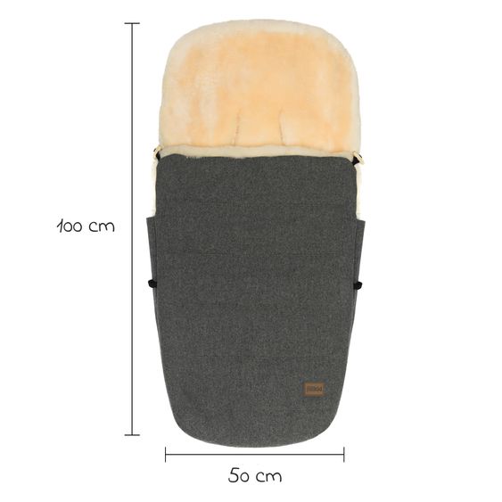 Fillikid Lammwoll-Fußsack Bernina Wool für Buggy, Sport- und Kinderwagen - Grau