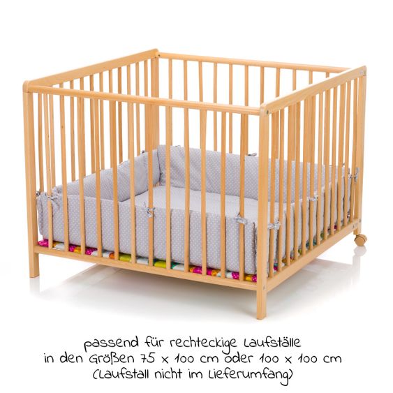 Fillikid Laufstalleinlage Flexi für Laufgitter mit 75 x 100 cm & 100 x 100 cm - kleine Punkte Exklusiv - Grau
