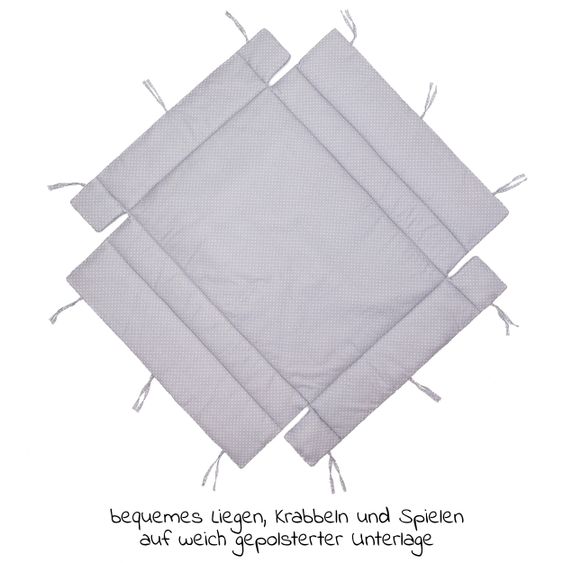 Fillikid Laufstalleinlage Flexi für Laufgitter mit 75 x 100 cm & 100 x 100 cm - kleine Punkte Exklusiv - Grau