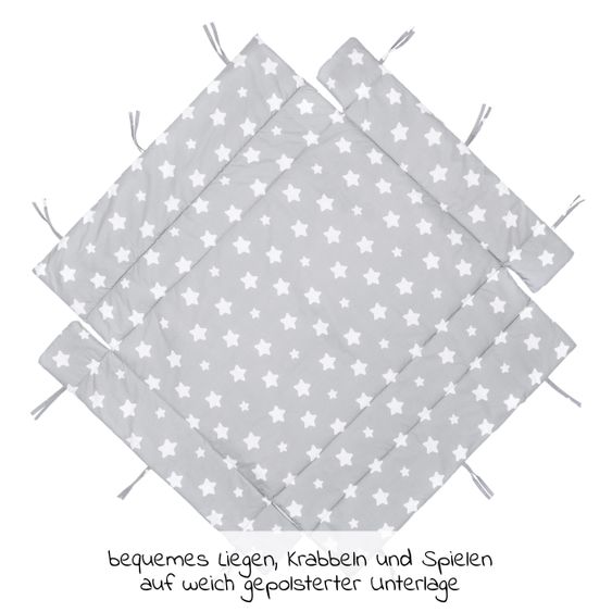 Fillikid Laufstalleinlage für Laufgitter mit 75 x 100 cm & 100 x 100 cm - Sterne - Grau