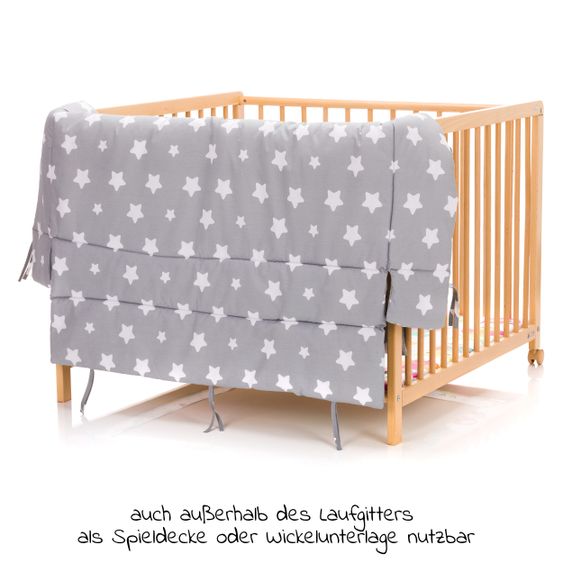 Fillikid Laufstalleinlage für Laufgitter mit 75 x 100 cm & 100 x 100 cm - Sterne - Grau