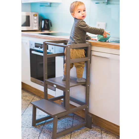Fillikid Learning tower 3-fold height adjustable up to 90 kg loadable - Gray