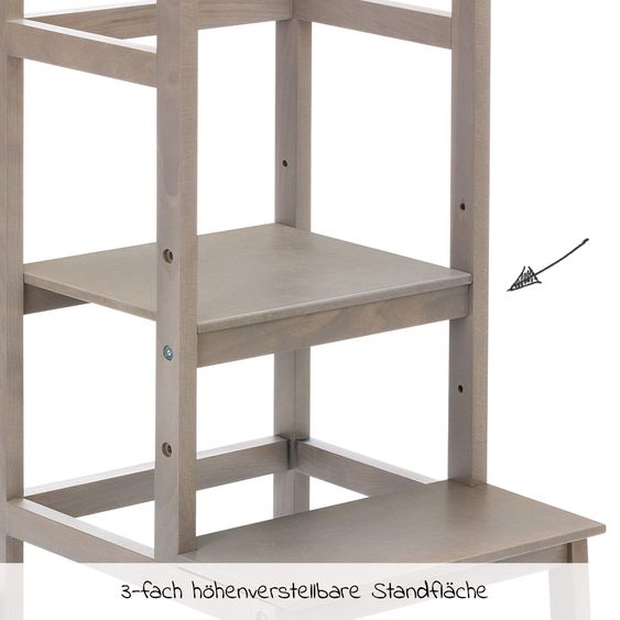 Fillikid Learning tower 3-fold height adjustable up to 90 kg loadable - Gray