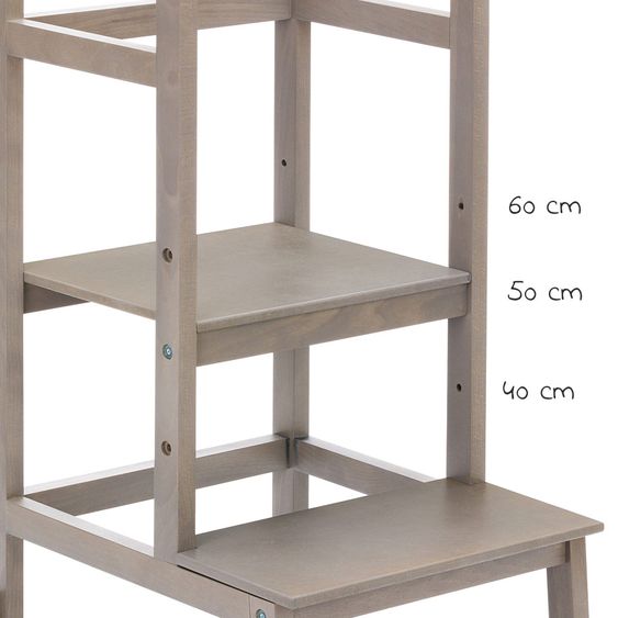 Fillikid Learning tower 3-fold height adjustable up to 90 kg loadable - Gray