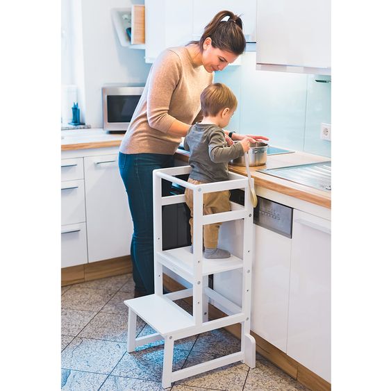 Fillikid Torre di apprendimento a 3 pieghe regolabile in altezza fino a 90 kg - Bianco