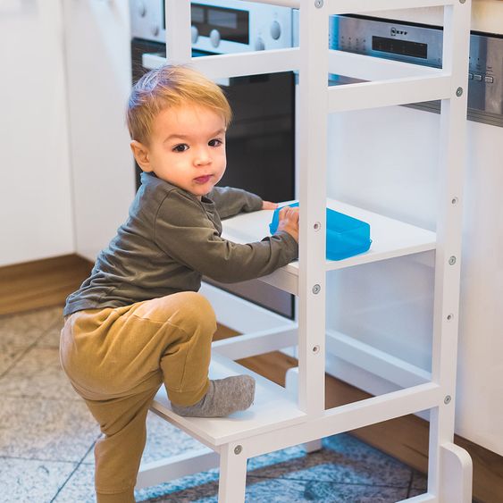 Fillikid Torre di apprendimento a 3 pieghe regolabile in altezza fino a 90 kg - Bianco