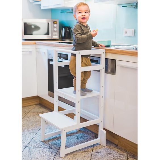 Fillikid Torre di apprendimento a 3 pieghe regolabile in altezza fino a 90 kg - Bianco
