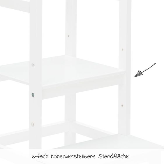 Fillikid Torre di apprendimento a 3 pieghe regolabile in altezza fino a 90 kg - Bianco