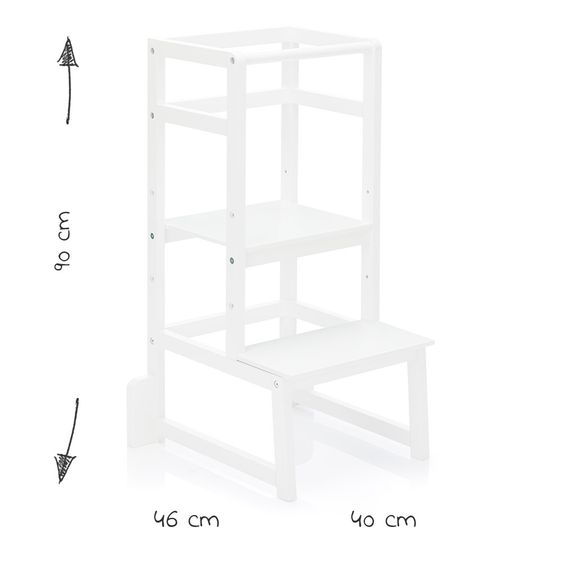 Fillikid Torre di apprendimento a 3 pieghe regolabile in altezza fino a 90 kg - Bianco