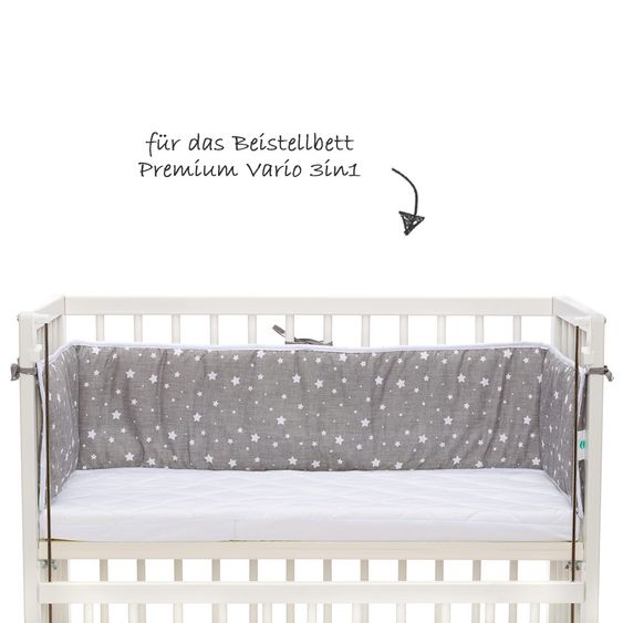 Fillikid Nestchen für Beistellbett Premium Vario 3in1 - Sterne - Grau