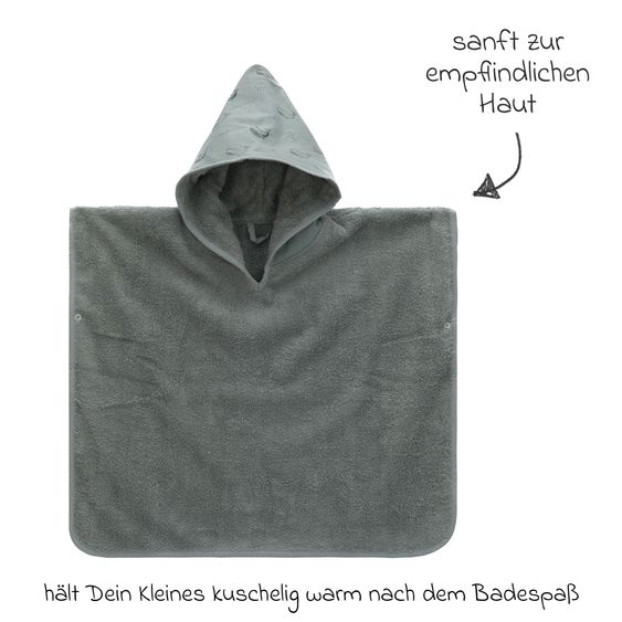 Fillikid Poncho weich, saugfähig und sanft zur Haut 59 x 54 cm - Wal - Grün
