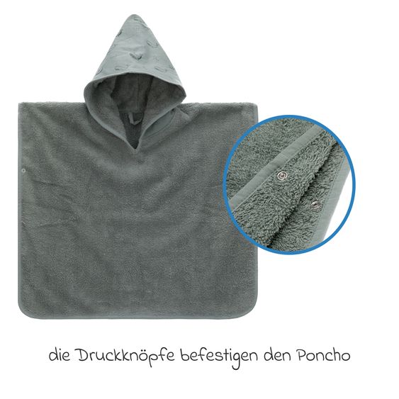 Fillikid Poncho weich, saugfähig und sanft zur Haut 59 x 54 cm - Wal - Grün