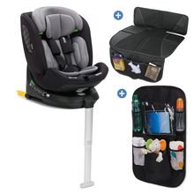 Seggiolino auto Reboarder Aris 360° girevole dalla nascita - 12 anni (40 cm - 150 cm) con base Isofix incl. protezione imbottita & borsa porta seggiolino auto - Grigio