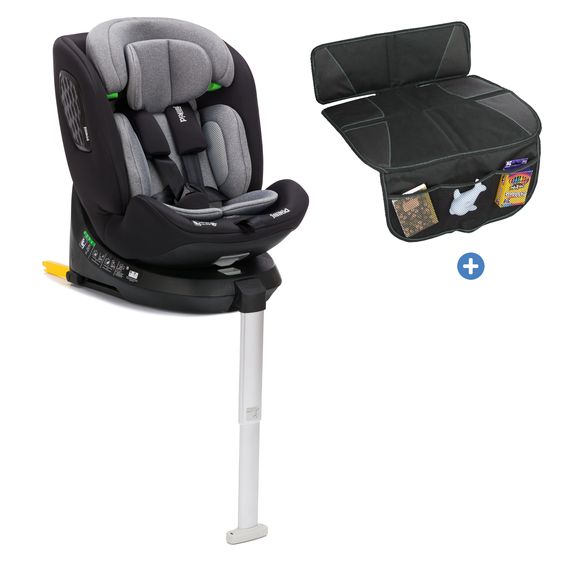 Fillikid Seggiolino auto Reboarder Aris 360° girevole dalla nascita - 12 anni (40 cm - 150 cm) con base Isofix incl. protezione imbottita - Grigio