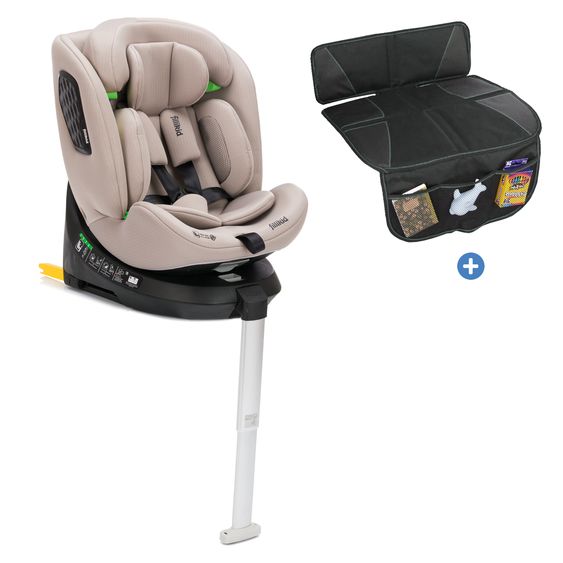 Fillikid Siège Auto Enfant Reboarder Aris 360° Rotatif Dès La Naissance - 12 Ans (40 cm - 150 cm) avec Base Isofx Incl. Protection Rembourrée - Naturel