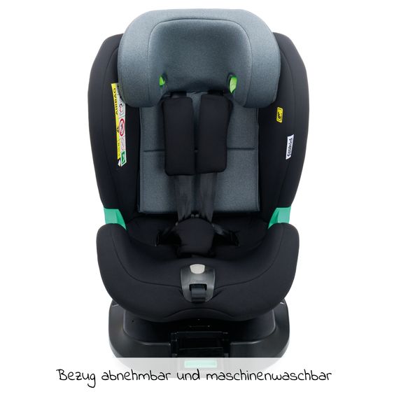 Fillikid Reboarder child seat Luca 360° i-Size from birth - 12 years (40 cm -150 cm) with Isofix base & support leg - Black Grey