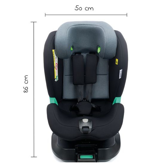 Fillikid Seggiolino Reboarder Luca 360° i-Size dalla nascita a 12 anni (40 cm -150 cm) con base Isofix e gamba di sostegno - Nero Grigio