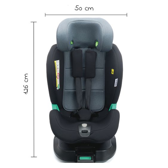 Fillikid Seggiolino Reboarder Luca 360° i-Size dalla nascita a 12 anni (40 cm -150 cm) con base Isofix e gamba di sostegno - Nero Grigio