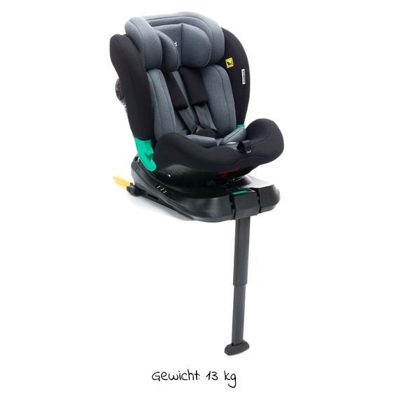 Fillikid Seggiolino Reboarder Luca 360° i-Size dalla nascita a 12 anni (40 cm -150 cm) con base Isofix e gamba di sostegno - Nero Grigio