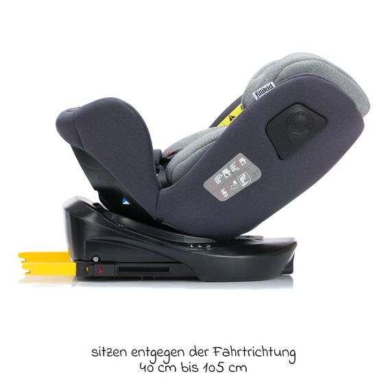 Fillikid Reboarder-Kindersitz Nico 360° drehbar ab Geburt - 12 Jahre (40 cm - 150 cm) mit Isofix-Base - Hellgrau