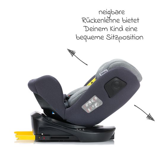 Fillikid Reboarder-Kindersitz Nico 360° drehbar ab Geburt - 12 Jahre (40 cm - 150 cm) mit Isofix-Base - Hellgrau