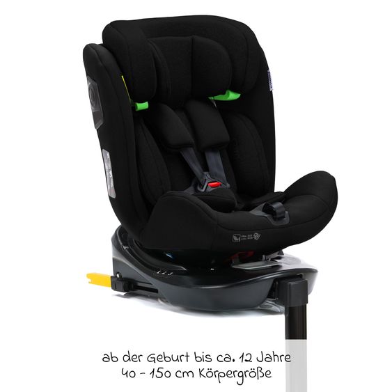 Fillikid Reboarder-Kindersitz Nico 360° drehbar ab Geburt - 12 Jahre (40 cm - 150 cm) mit Isofix-Base - Schwarz