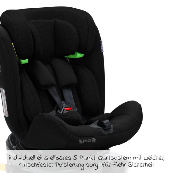 Fillikid Reboarder-Kindersitz Nico 360° drehbar ab Geburt - 12 Jahre (40 cm - 150 cm) mit Isofix-Base - Schwarz