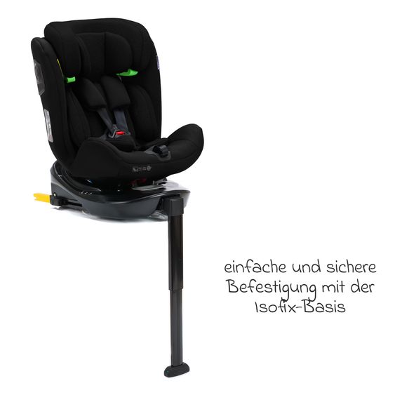Fillikid Reboarder-Kindersitz Nico 360° drehbar ab Geburt - 12 Jahre (40 cm - 150 cm) mit Isofix-Base - Schwarz