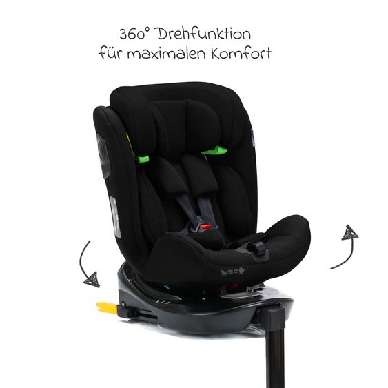 Fillikid Reboarder-Kindersitz Nico 360° drehbar ab Geburt - 12 Jahre (40 cm - 150 cm) mit Isofix-Base - Schwarz