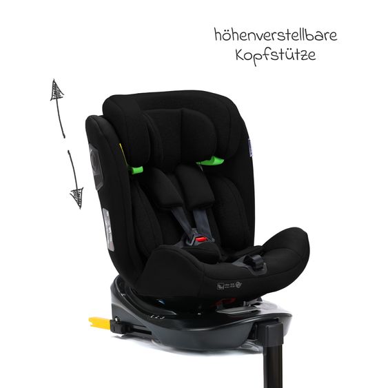 Fillikid Reboarder-Kindersitz Nico 360° drehbar ab Geburt - 12 Jahre (40 cm - 150 cm) mit Isofix-Base - Schwarz