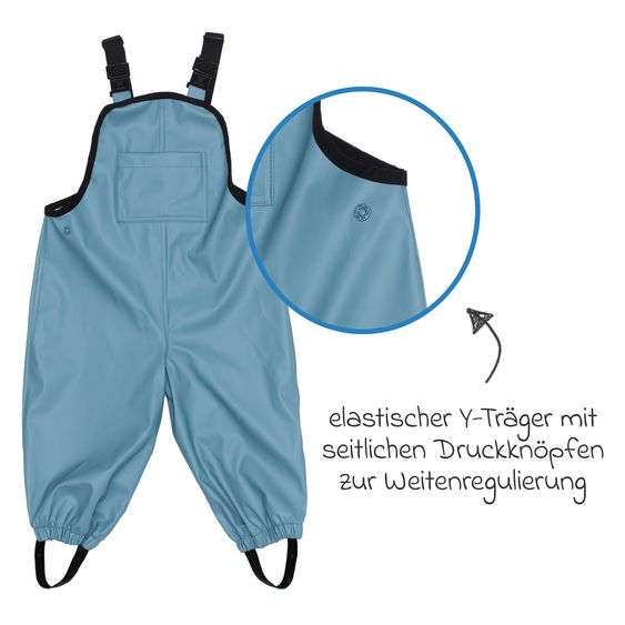 Fillikid Regenhose windicht, wasserabweisend, atmungsaktiv mit versiegelten Nähten und elastichen Beinabschlüsse - Blau - Gr. 98/104