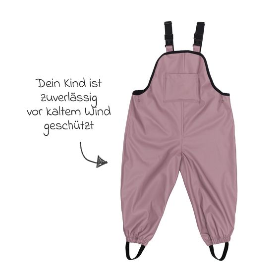 Fillikid Regenhose windicht, wasserabweisend, atmungsaktiv mit versiegelten Nähten und elastichen Beinabschlüsse - Rose - Gr. 98/104