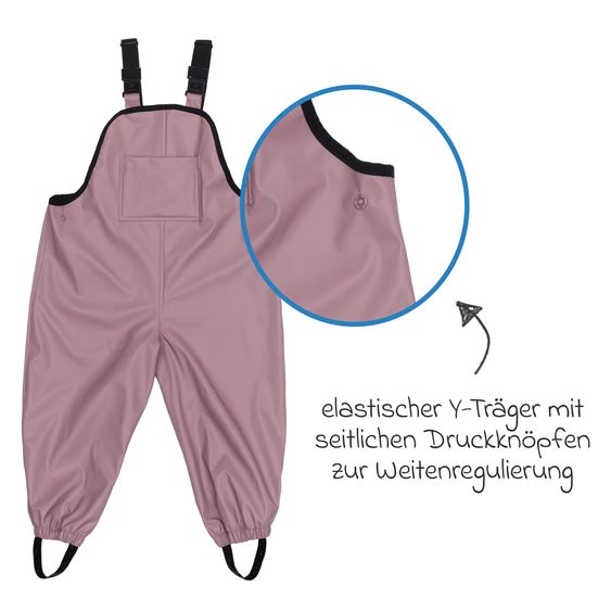 Fillikid Regenhose windicht, wasserabweisend, atmungsaktiv mit versiegelten Nähten und elastichen Beinabschlüsse - Rose - Gr. 98/104