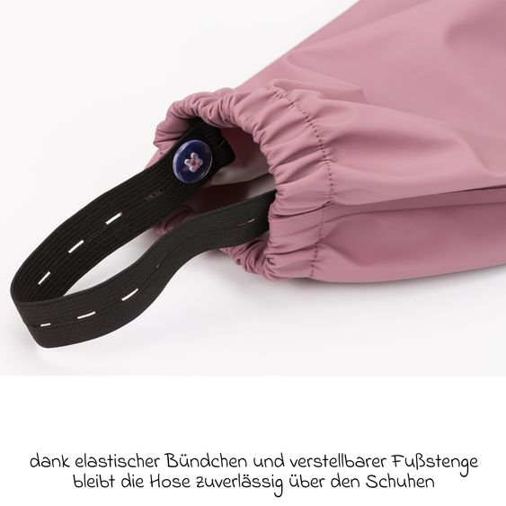 Fillikid Regenhose windicht, wasserabweisend, atmungsaktiv mit versiegelten Nähten und elastichen Beinabschlüsse - Rose - Gr. 98/104