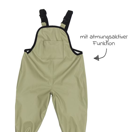 Fillikid Regenhose windicht, wasserabweisend, atmungsaktiv mit versiegelten Nähten und elastichen Beinabschlüsse - Salbei - Gr. 98/104