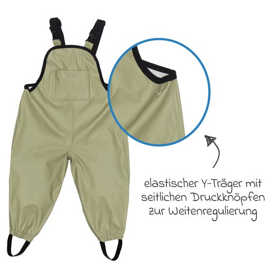 Fillikid Regenhose windicht, wasserabweisend, atmungsaktiv mit versiegelten Nähten und elastichen Beinabschlüsse - Salbei - Gr. 98/104
