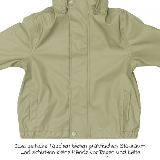 Fillikid Regenjacke windicht, wasserabweisend, atmungsaktiv mit Kapuze und versiegelten Nähten - Salbei - Gr. 98/104