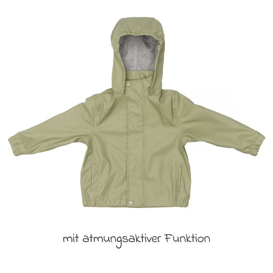 Fillikid Regenjacke windicht, wasserabweisend, atmungsaktiv mit Kapuze und versiegelten Nähten - Salbei - Gr. 98/104
