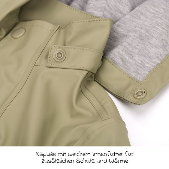 Fillikid Regenjacke windicht, wasserabweisend, atmungsaktiv mit Kapuze und versiegelten Nähten - Salbei - Gr. 98/104