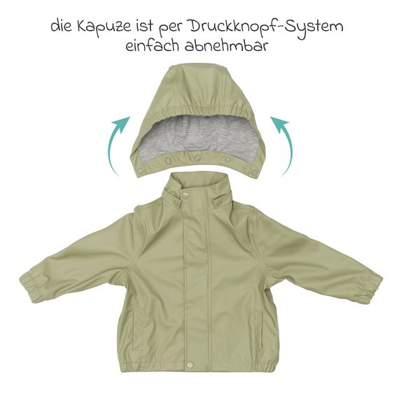 Fillikid Regenjacke windicht, wasserabweisend, atmungsaktiv mit Kapuze und versiegelten Nähten - Salbei - Gr. 98/104